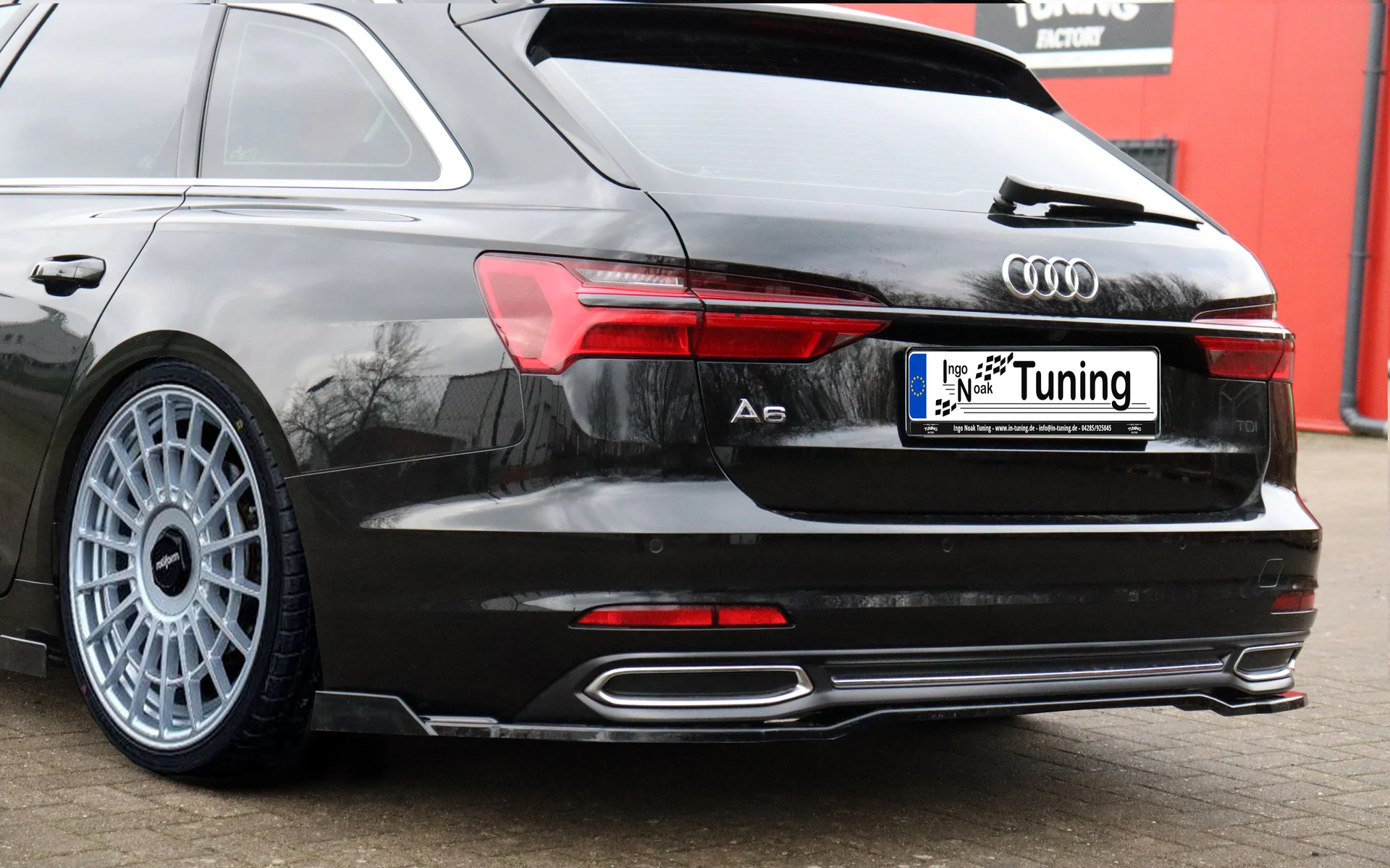 Ingo Noak Heckansatz aus ABS mit seitlichem Wing auch für Fahrzeuge mit AHK, für Audi A6 C8 F2 ab Bj. 2018-2023
